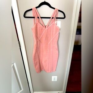 Guess bodycon wrap light pink dress
